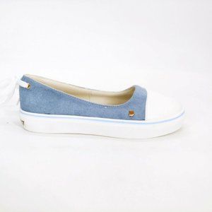 Off We Go Womens Slip On Capped Toe Fabric Sneakers Accent Tie Blue EUR 37 New